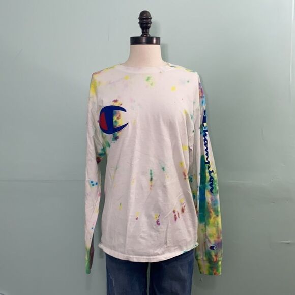 Hand Made Tie Dye Champion Long Sleeve Tee - Picture 2 of 6